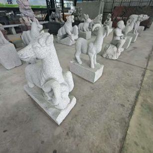 抚顺芝麻白雕刻 十二生肖 异形雕刻