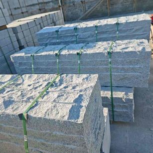 抚顺芝麻白自然面整石 坐凳